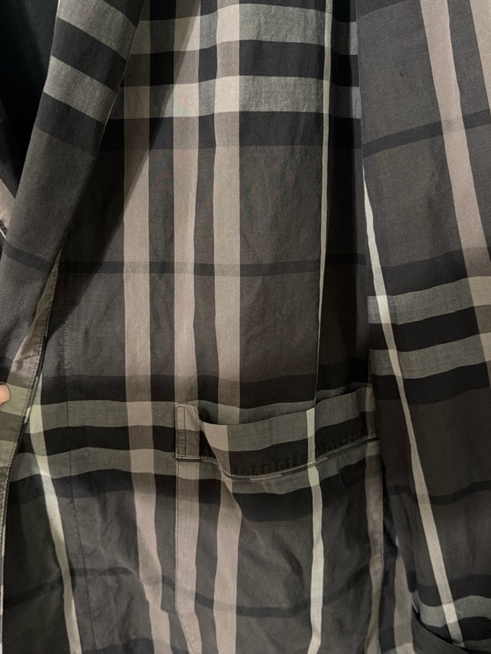 Burberry Men's Plaid Trench Coat - Black & Brown - Picture 3 of 6
